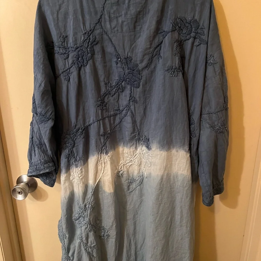 Blue and White Embroidered Kimono